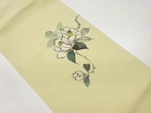 作家物　縮緬地金彩手描き花葉模様名古屋帯